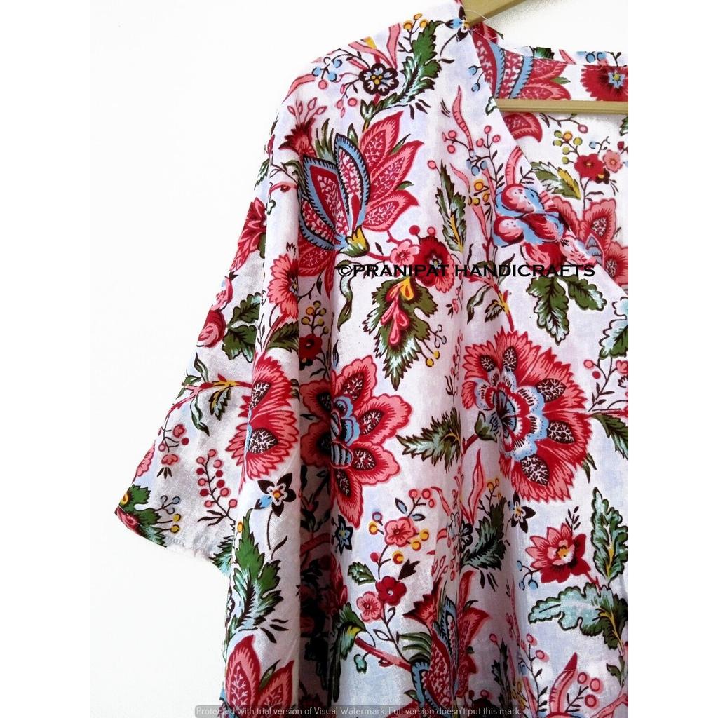 Женская летняя хлопковая одежда для сна с цветочным принтом, белое длинное платье-кафтан макси в этническом стиле CKFTN-SCRN-FULL-BUYIT-066