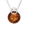 [R3707] - Cognac Amber 'Inspiration' Silver Necklace (rhodium) - 15x12mm
