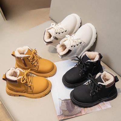 Плюшевые ботинки Martin для девочек, зимняя новая детская хлопковая обувь