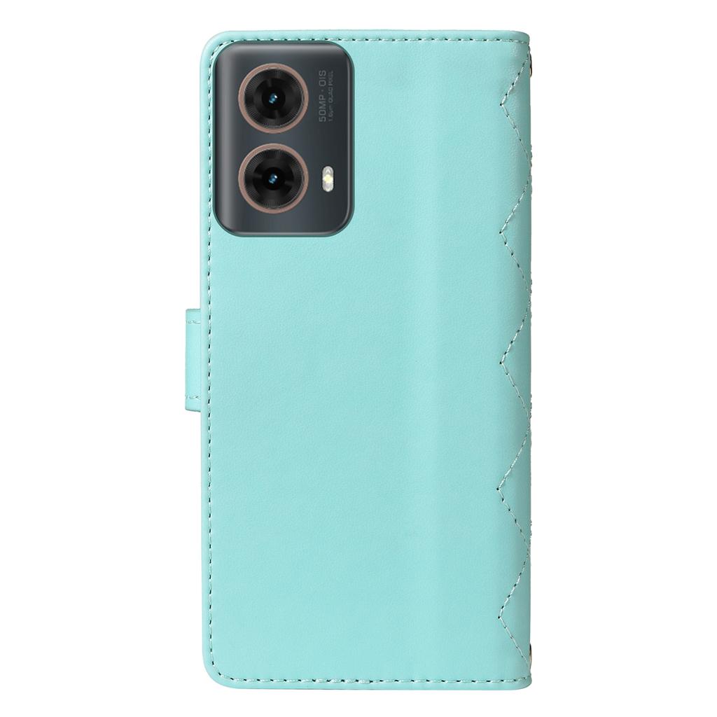 For Motorola Moto G85 5G/S50 Neo 5G Case Wallet Rhombus Leather Phone Cover with Shoulder Strap,Wrist Strap