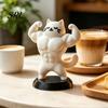 Small Animal Sculpture 3D Printed Muscle Cat Figurine, Funny Strong Desk Ornament for Desktop Decoration Home Office, Creative with Base, Unique Gift