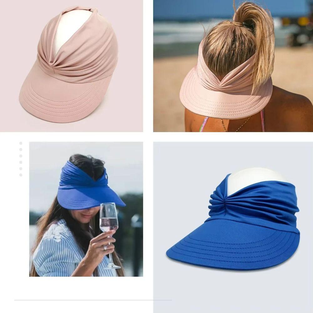 Anti-UV Women Sun Protection Hats Large Hollow Top Baseball Caps Empty Top Sun Hat For Summer