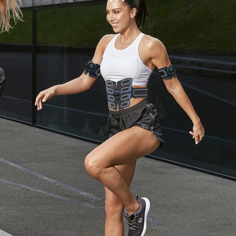 EMS стимулятор мышц брюшного пресса, 3 контроллера, USB аккумулятор, десятки импульсов, массаж мышц, фитнес-тренажер, потеря веса, похудение