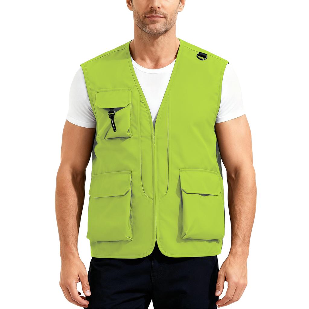 Men’s Outdoor Fishing Vest, Lightweight Sleeveless Utility Cargo Jacket For Hiking Hunting