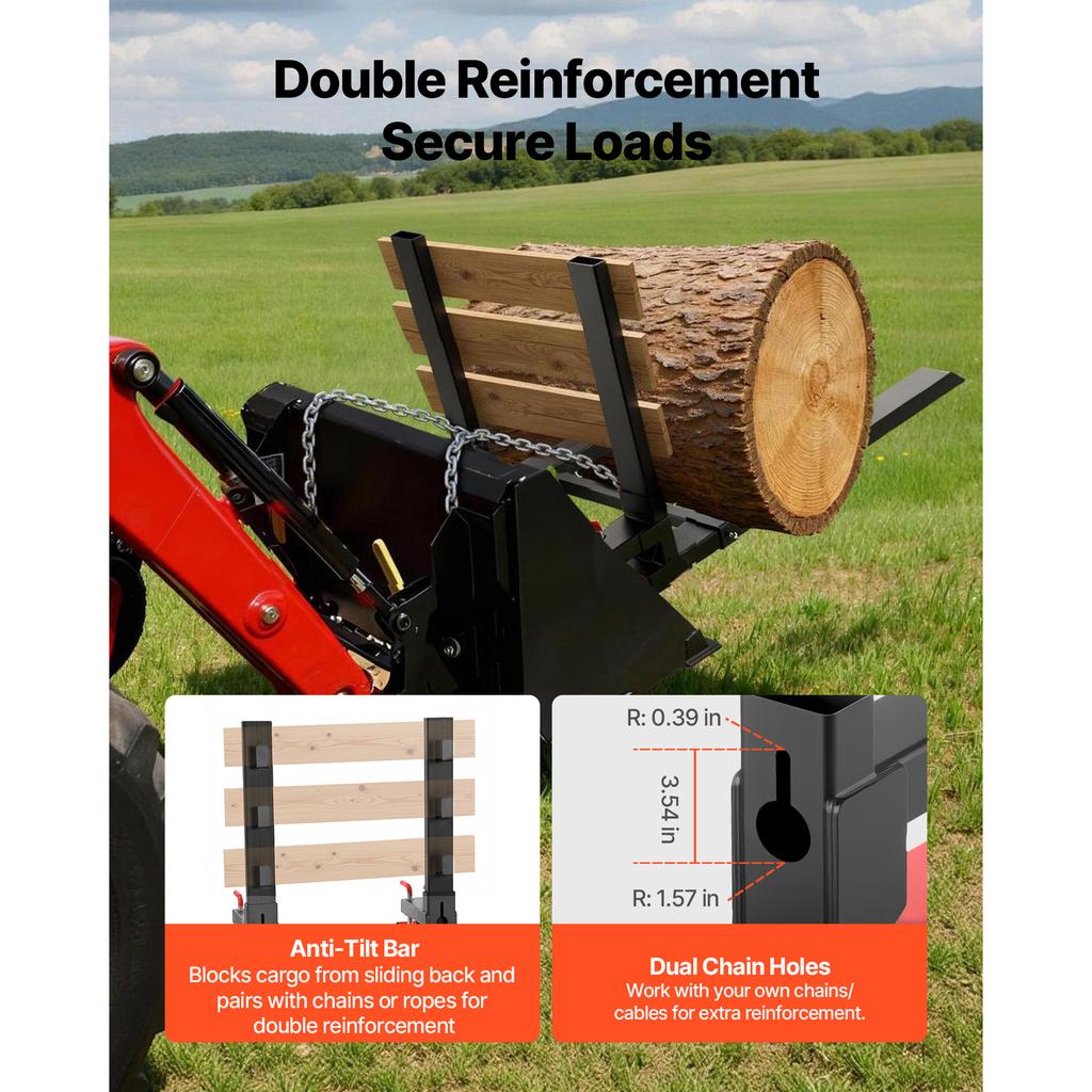SucceBuy 4000LBS Clamp on Pallet Forks 60in Tractor Fork with Anti-Tilt Bar & Adjustable Stabilizer Bar for Loader Bucket Steer