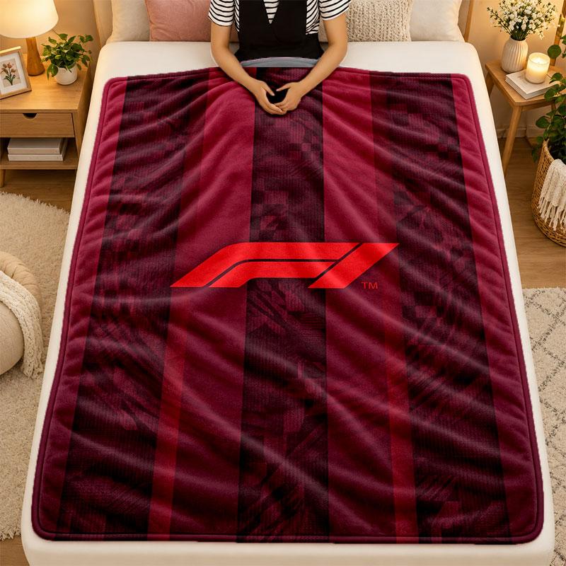 Flannel BlanketF1 Warm Soft Throw Blanket for Indoor Sofa Bed Living Room Use
