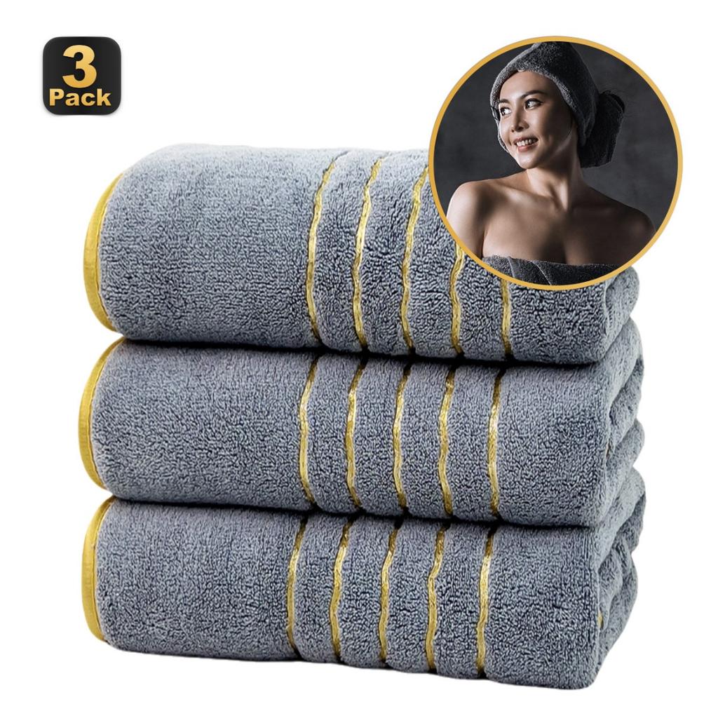 3PC,Coral Fleece Towel, Household Towel, Dry Hair Towel, Headscarf, Thick Towel, Absorbent, Soft, Bath Towel