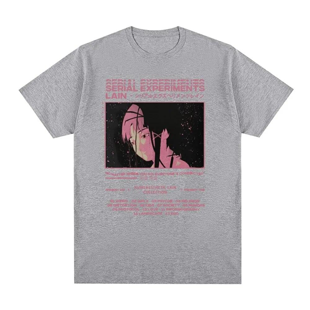 Летние футболки из чистого хлопка с аниме «Серийные эксперименты», футболка с графическим принтом, футболка унисекс, футболки унисекс с короткими рукавами