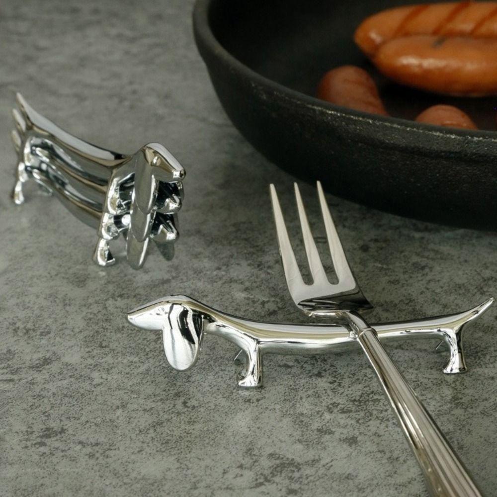 2PCS Dog Shape Dachshund Dog Chopstick Holder Zinc Zinc Zinc Alloy Cutlery Rest Dinner Table Supplies
