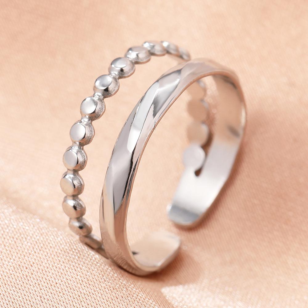 Stainless Steel Rings Minimalist Geometric Personality Snake Adjustable Open Ring Fashion Trending Ring For Women Zircon Gifts