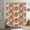 Цветочная шторка для душа в ванную Современный дизайн узора для домашнего декора Оранжево-синий цветной блок в полоску Водонепроницаемая ткань Размер 72x84