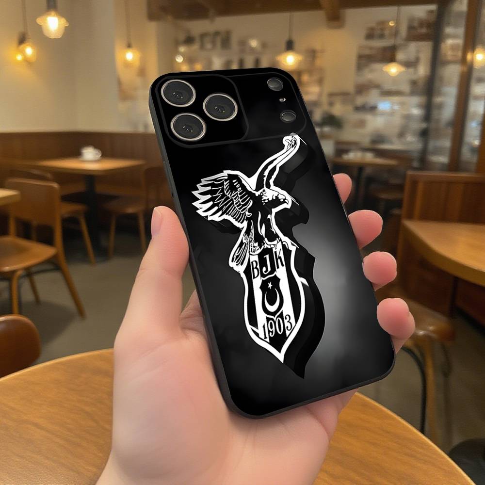 Модный Чехол для Телефона B-besiktas B-BJK Для iPhone 17,16,15,14,13,12,11,Pro,XS,Max,XR,Plus,E,SE4,Mini Черный Мягкий Чехол