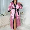 Plus Size Nightgown Fashion Casual Loose Printed Long Simulation Silk Sexy Sleeping Robe
