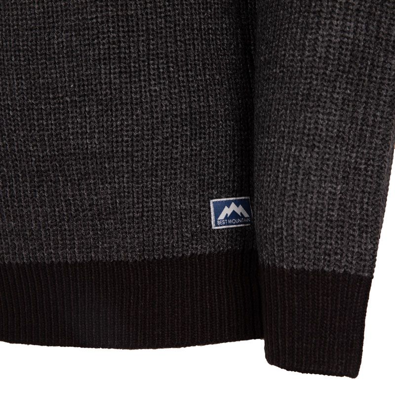 Dark Gray Ribbed Knit Sweater with Black Contrasting Collar for Men BEST MOUNTAIN