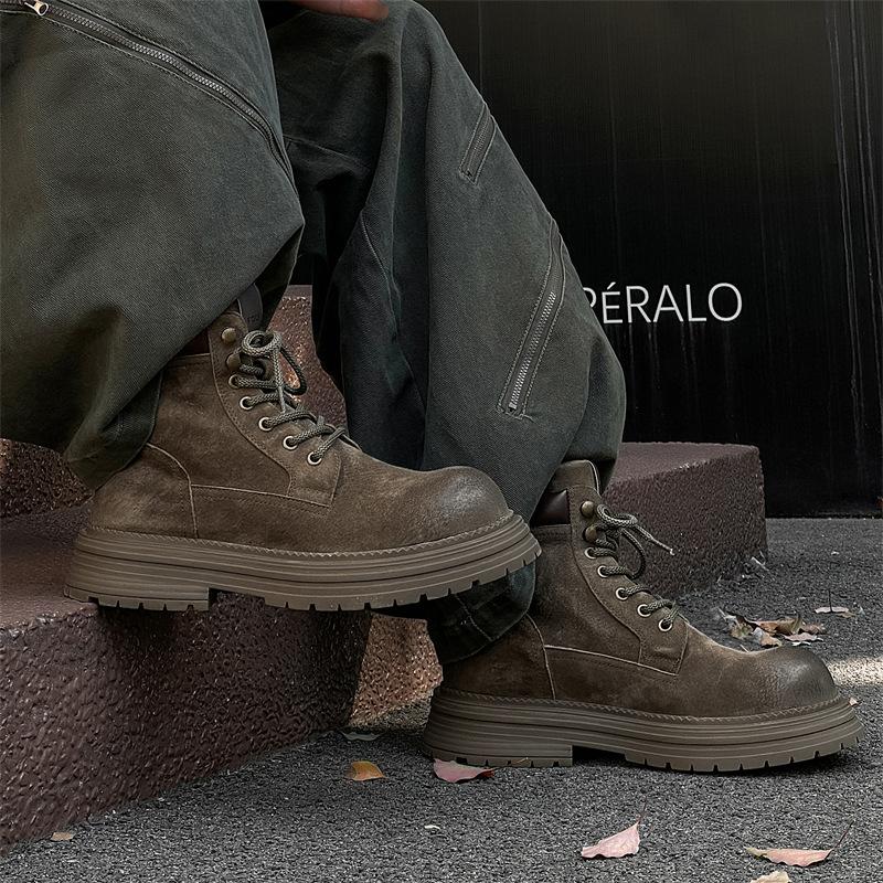 Высокие ботинки Мартин мужские 2025 осень и зима новые ботинки цвета ревеня британские ретро короткие ботинки рабочие ботинки 2501-J