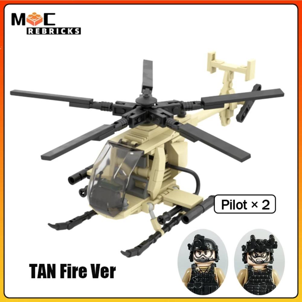 Военная серия Второй мировой войны Новые вертолеты MH-6 Little Bird с солдатами MOC Строительные блоки Самолет Стенд для демонстрации Кирпичи Игрушки Подарки