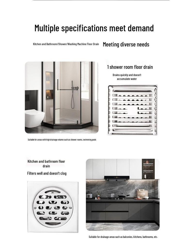 Нержавеющий стальной душевой напольный слив - Дезодорирующий, с защитой от обратного потока, Защита от насекомых для ванной комнаты и прачечной