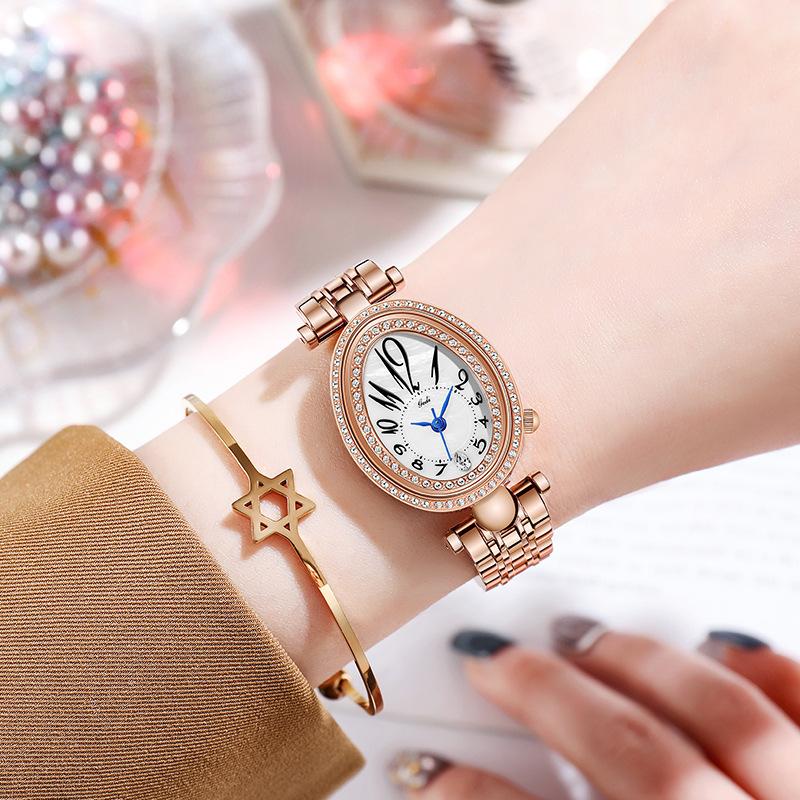 Классические 2021 новые овальные часы со стальным ремешком, женские часы Fritillaria с бриллиантами и стразами, модные женские часы