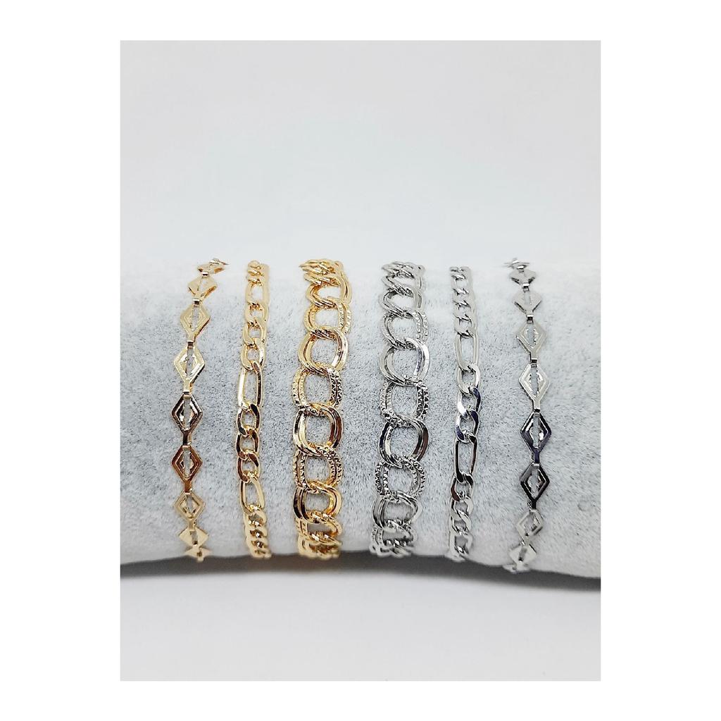 Набор из 10 серебряных браслетов-цепочек