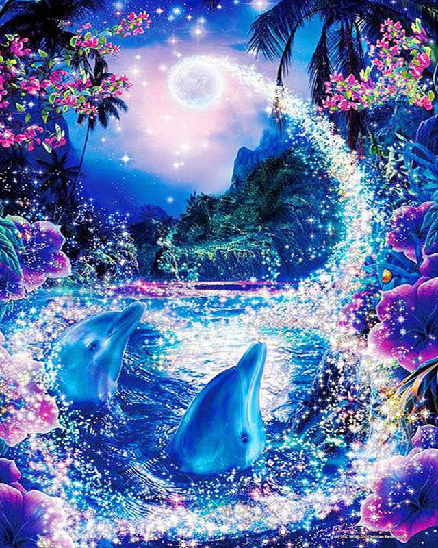 Алмазная картина, полная круглая квадратная дельфины, 5D DIY, Алмазная вышивка, вышивка крестиком, морской пейзаж, стразы, мозаика, настенное искусство