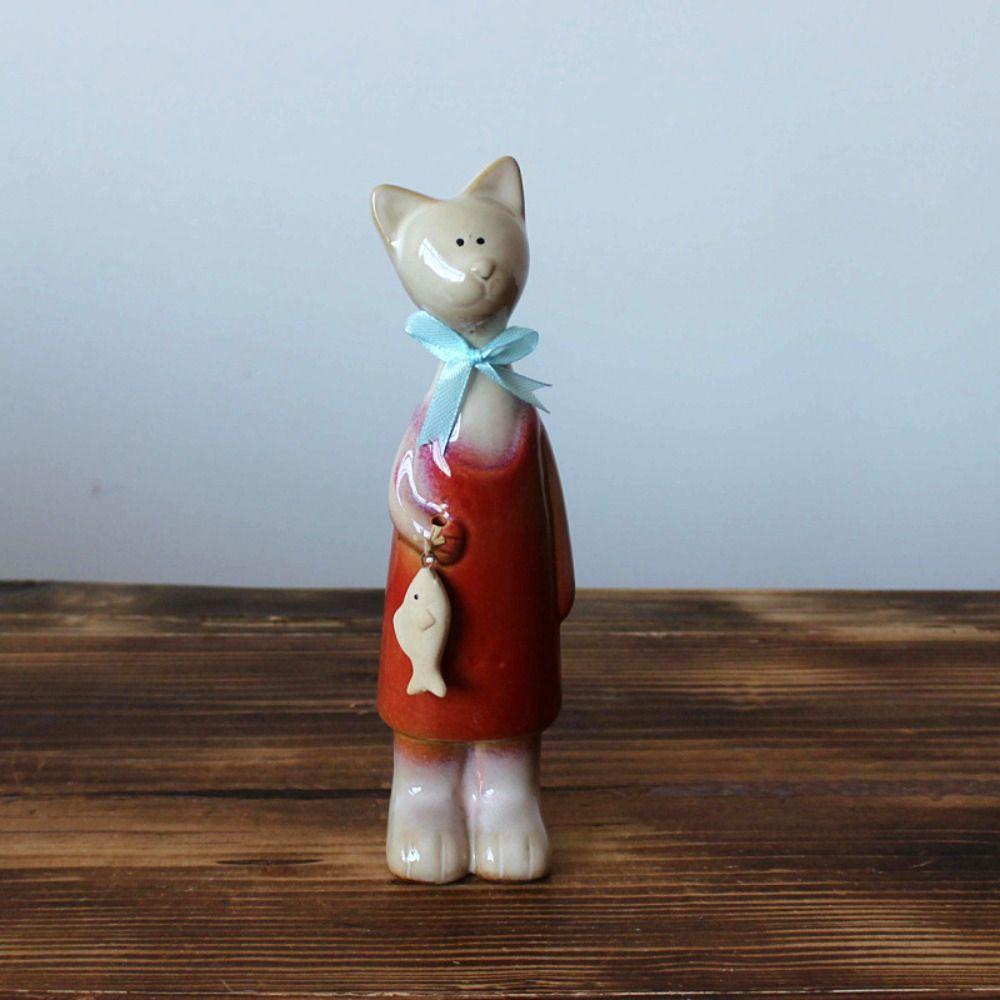 2 шт. Креативные керамические фигурки кошек Современное ремесло Статуи животных Искусство Милые миниатюры Скульптура Реквизит