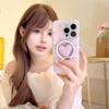 Чехол-подставка с магнитом, блестящим сердцем и бантом для iPhone 17/16 Pro Max/15/14