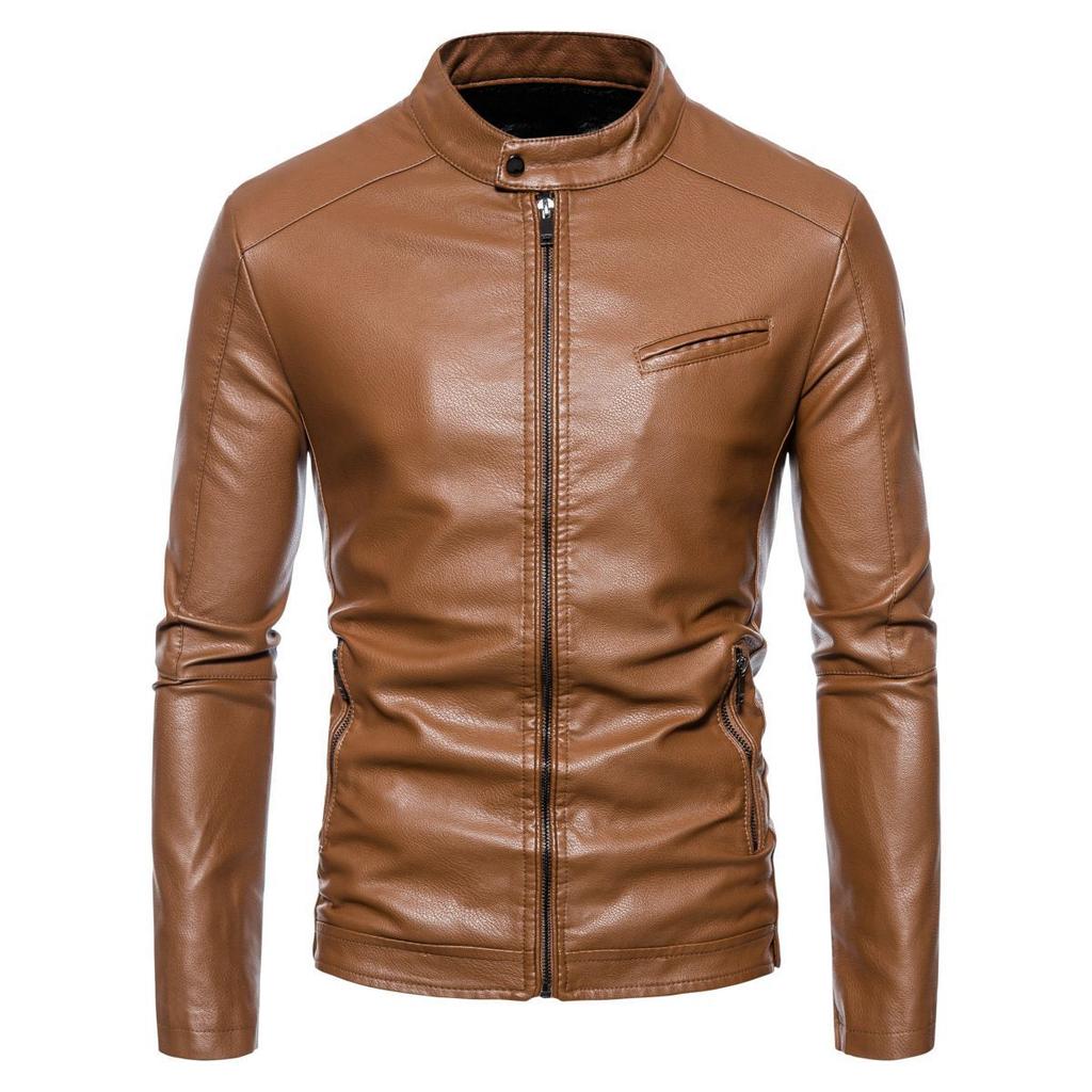 Осенне-зимняя тонкая бархатная повседневная мужская кожаная куртка в корейском стиле, тонкая зеленая куртка из искусственной кожи, мужская одежда