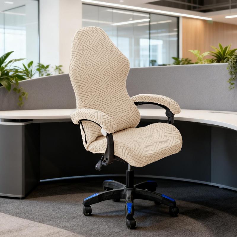 Computer Gaming Chair Cover Thicken Solid Color Gaming Armchair Seat Cover Jacquard Elastic Stretch Chair Covers for Home Office