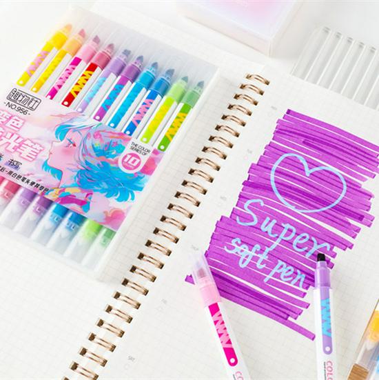 Dual-Tip Multi-color Fluorescent Glitter Pen for Journaling and Students - Creative Stationery Gift
