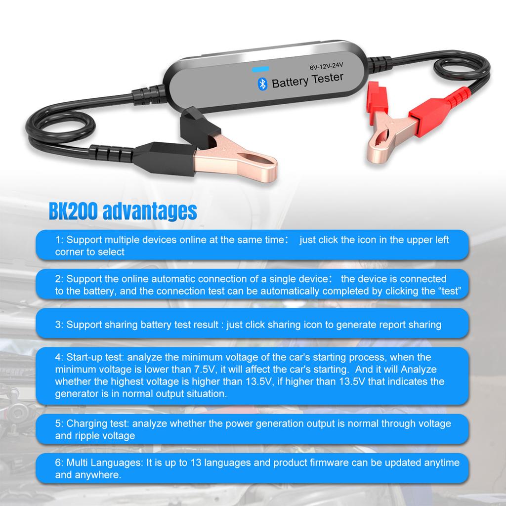 KONNWEI BK200 6 В/12 В/24 В автомобильный тестер батареи BT тестер нагрузки на аккумулятор тестер внутреннего сопротивления