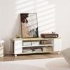 TV Cabinet With Wheels 120 Cm TV Stand For TVs Up To 55 Inches 2 Open Shelves White And Natural