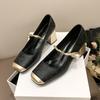 New Fashion Elegant Shallow Square Toe Ladies Shoes Square Heel Wear Resistant Women's Mary Jane Shoes Zapatos Para Mujeres