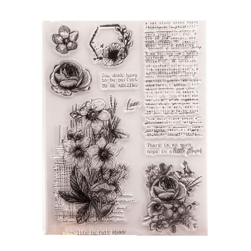 Цветок Прозрачные штампы Слова Фон Силиконовые штампы Прозрачные штампы Печать для скрапбукинга Изготовления открыток Украшения