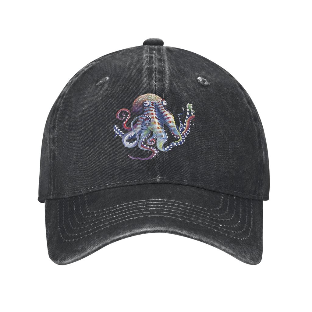 Octopus Denim Fabric Cap Casual Baseball Caps Adjustable Hat Summer Unisex Baseball Hats