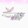 Chic Delicate Bling Colorful Zircon Flower Butterfly Rings For Women Girl Fashion Vintage Zircon Adjustable Wedding Jewelry Gift 2
