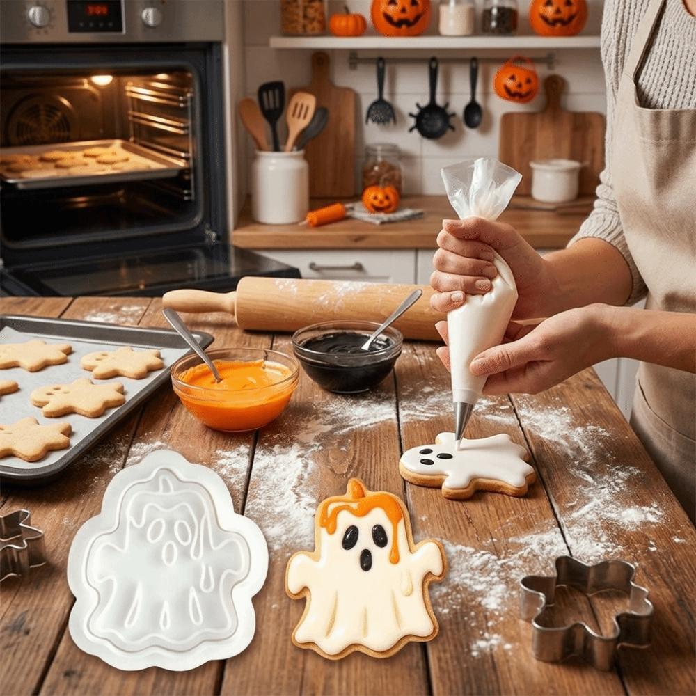 Mini Pumpkin Emboss Cookie Stamp Plastic Halloween Cookie Cutters Baking Tools