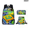 Набор из 3 шт. Школьные сумки Детские сумки 3D Новый продукт Geometry Dash Школьный рюкзак для ученика Сумка через плечо Пенал Рюкзаки