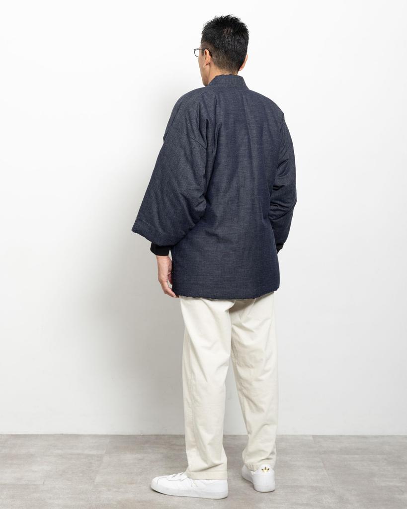 Watanosato Cotton Made In for Four Matching Woven Pattern One Size Fits Hanten, Japan, Men, Warm, Plain, Straps, (Gray, Most)