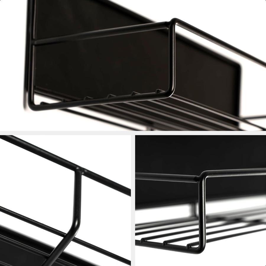 Прочная магнитная полка для специй для холодильника, большой размер, органайзер для экономии места, прочная полка для духовки, холодильника, 4 штуки, железо, черный