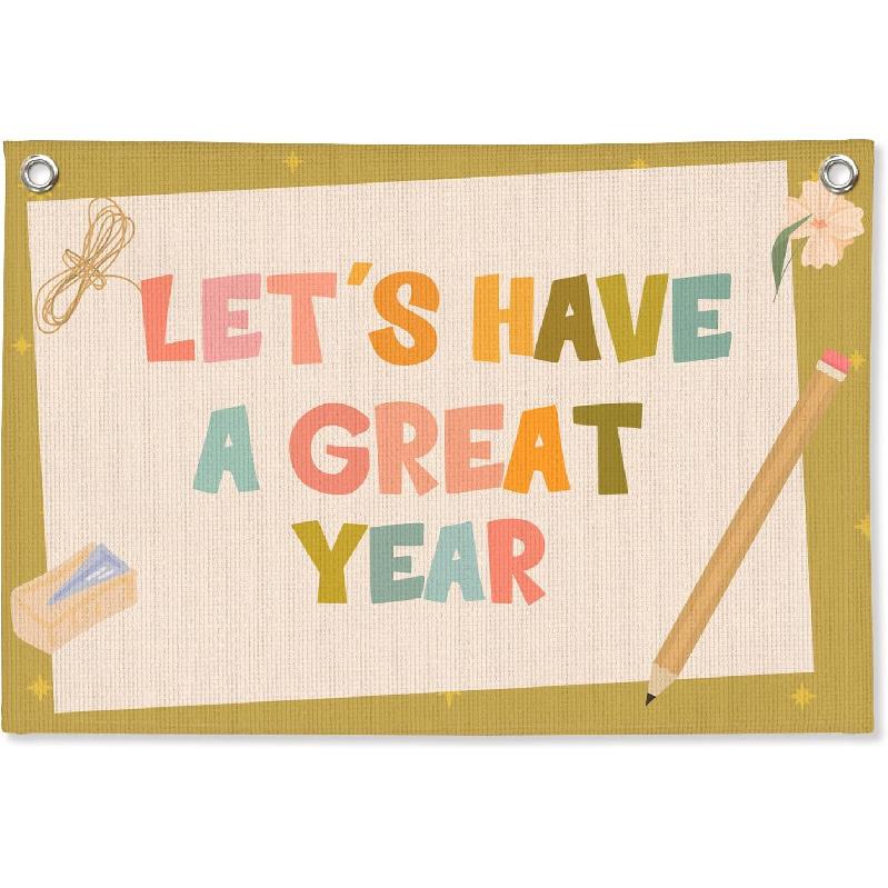 Винтажный Декор Стены Классной Комнаты, Вывеска Добро Пожаловать, Ретро Баннер-Флажок на Холсте для Игровой Комнаты, Детской Комнаты, Нейтральное Настенное Искусство для Комнаты Малыша, Мальчиков