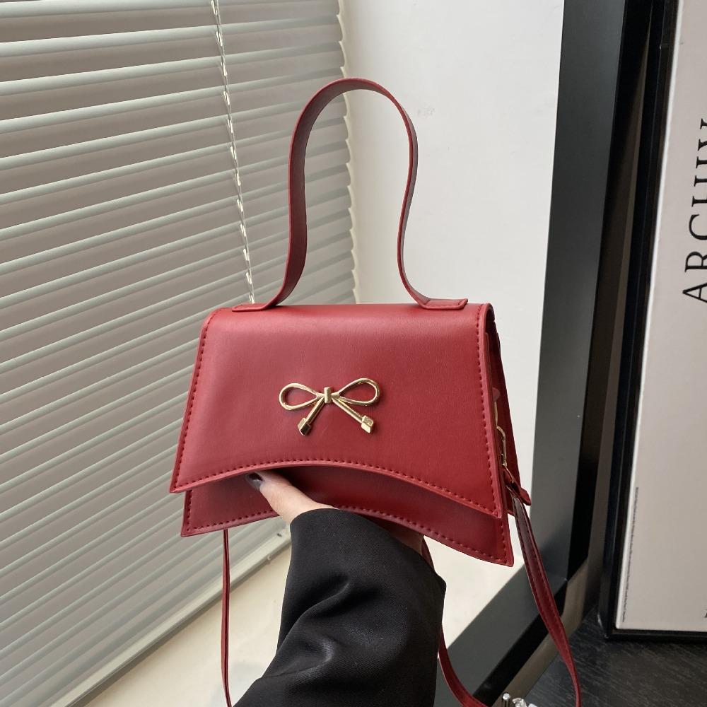 Сумки через плечо Y2k из ПУ кожи с бантом, однотонные, женская сумочка, модная сумка под мышку с бантом, женская