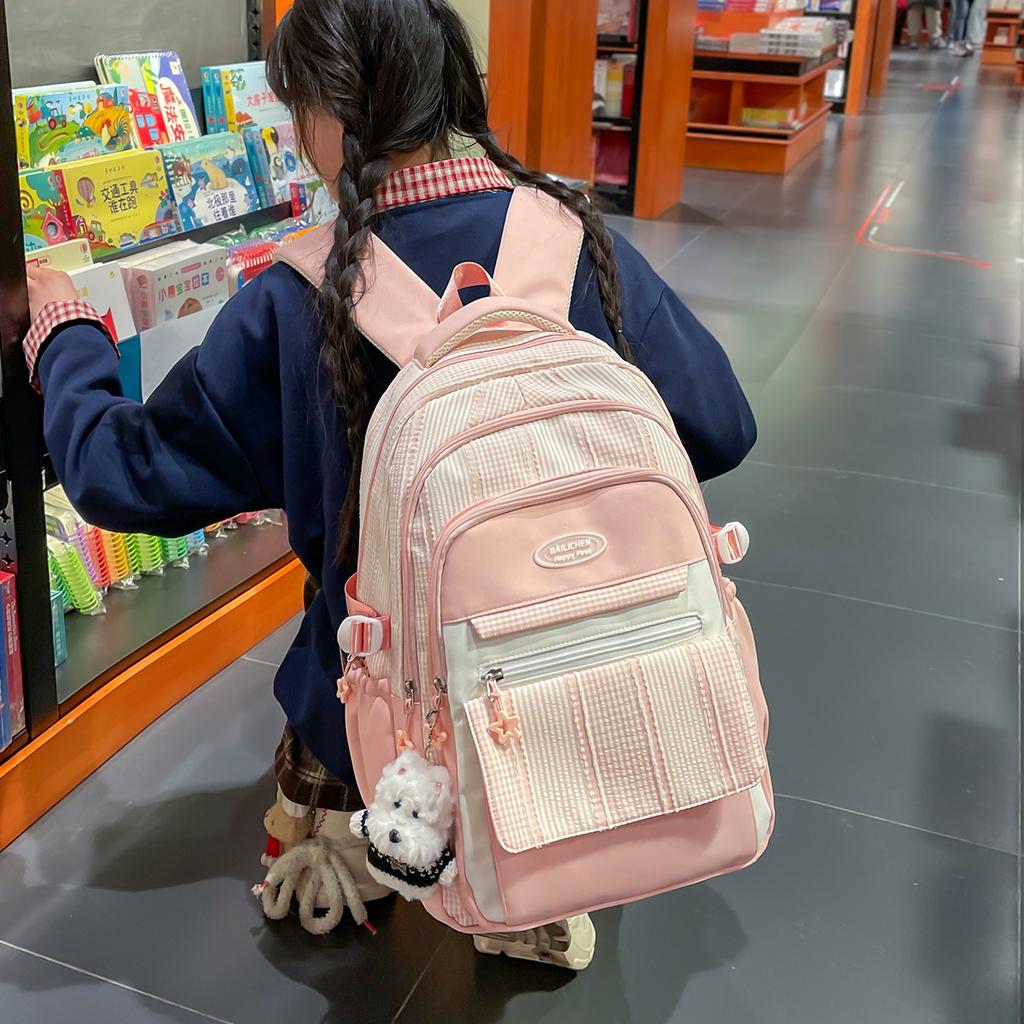 School bag, schoolbag, large capacity backpack for girls, middle school students, large capacity backpack, casual new lightweight, junior high school