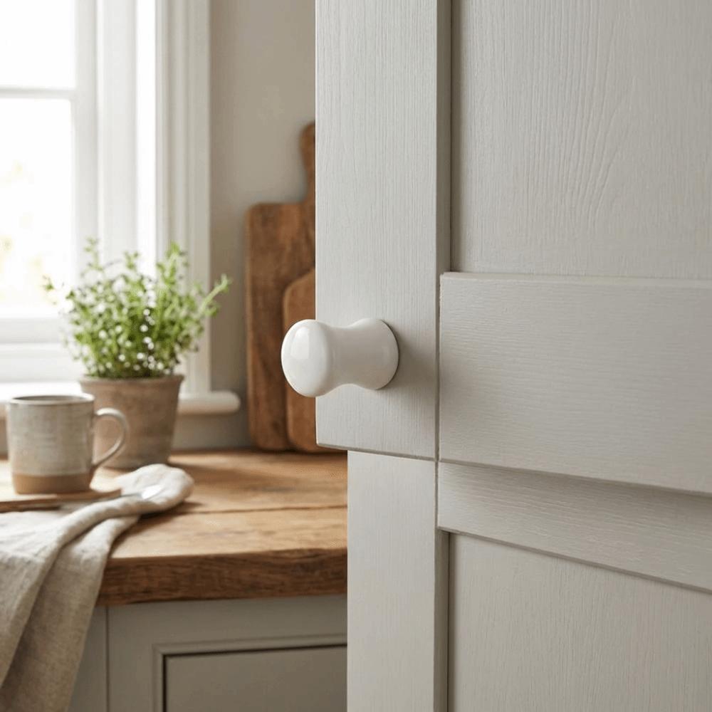 2pcs/bag White Ceramic Round Cabinet Knobs Simple Design Furniture Hardware  Drawers