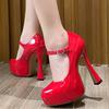 Мода Уличный Стиль Мода Платформа Женские Туфли-Лодочки Круглый Носок Квадратный Каблук Ремешок на Щиколотке Стриптизерша Женская Обувь Zapatos De Mujer