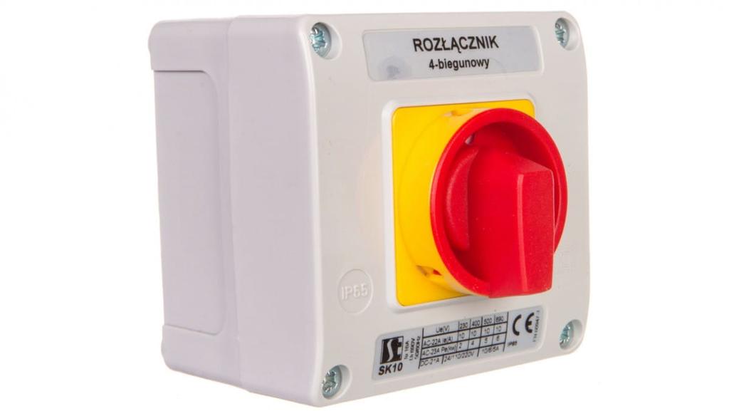 Cam Switch 10A 0-1 4P Disconnector in Ob11 Housing with Lockable Front Yellow/Red Sk10-2.8210\Ob11Zc