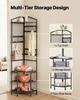 Corner Hall Tree, 1810 mm Coat Rack with Hooks, Top Shelf & Steel Frame, Freestanding Clothes Shoes Rack Storage Organizer with Anti-Tip Set,