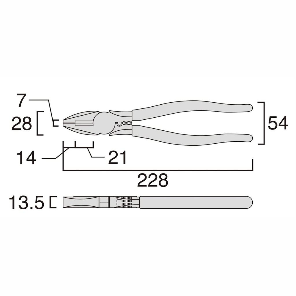 Fujiya Electrician Craftsman Pliers Simple 225mm Blades with Mirror Finish for Sharpness (with Crimping) 3300-225
