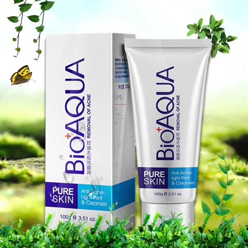 Bioaqua Очищающее средство для лица от прыщей, удаление черных точек, контроль жирности, глубоко очищающая пенка, сужающая поры, 100 г