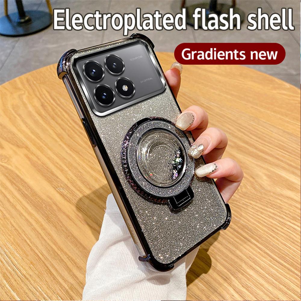 Чехол для телефона с подставкой-кольцом с блестками-зыбучим песком для Xiaomi Poco X6 Pro 5G X6 X3 NFC M6 Pro C65 12T 13T Pro Мягкий силиконовый противоударный чехол