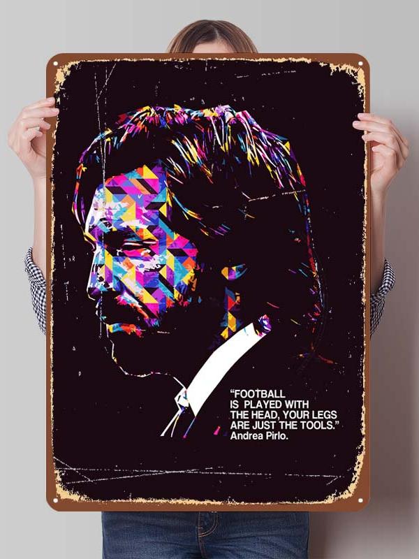 Андреа Пирло Футболист Металлические Постеры Настенное Искусство Фресок Металлическая Жестяная Табличка на Заказ для Украшения Стены Ретро Декор